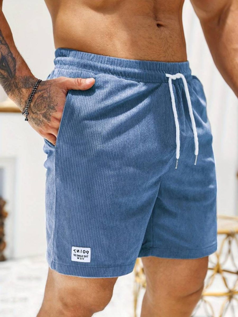 Ribbed Knit Shorts with Welt Pockets for Men