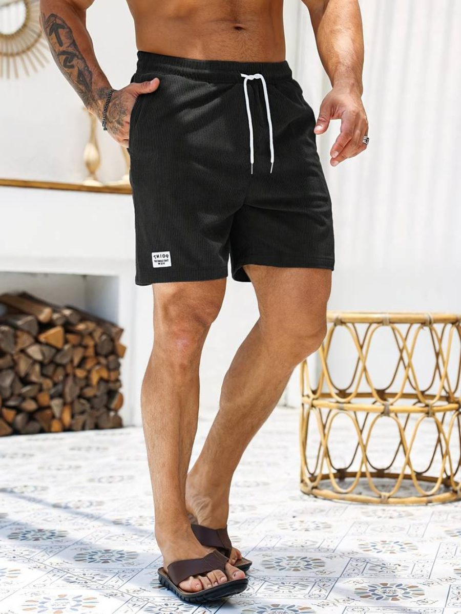 Ribbed Knit Shorts with Welt Pockets for Men