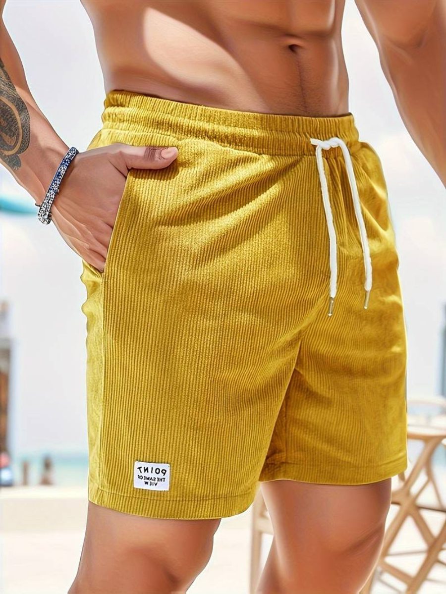Ribbed Knit Shorts with Welt Pockets for Men