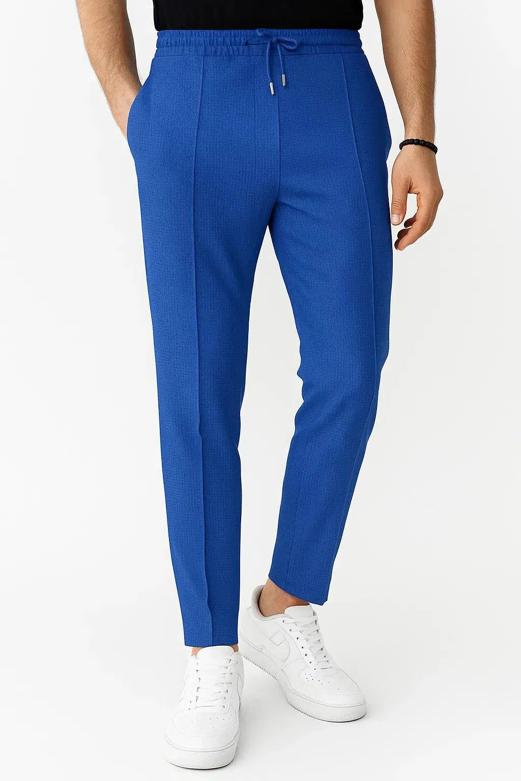 Ribbed Knit Straight Leg Trousers for Men