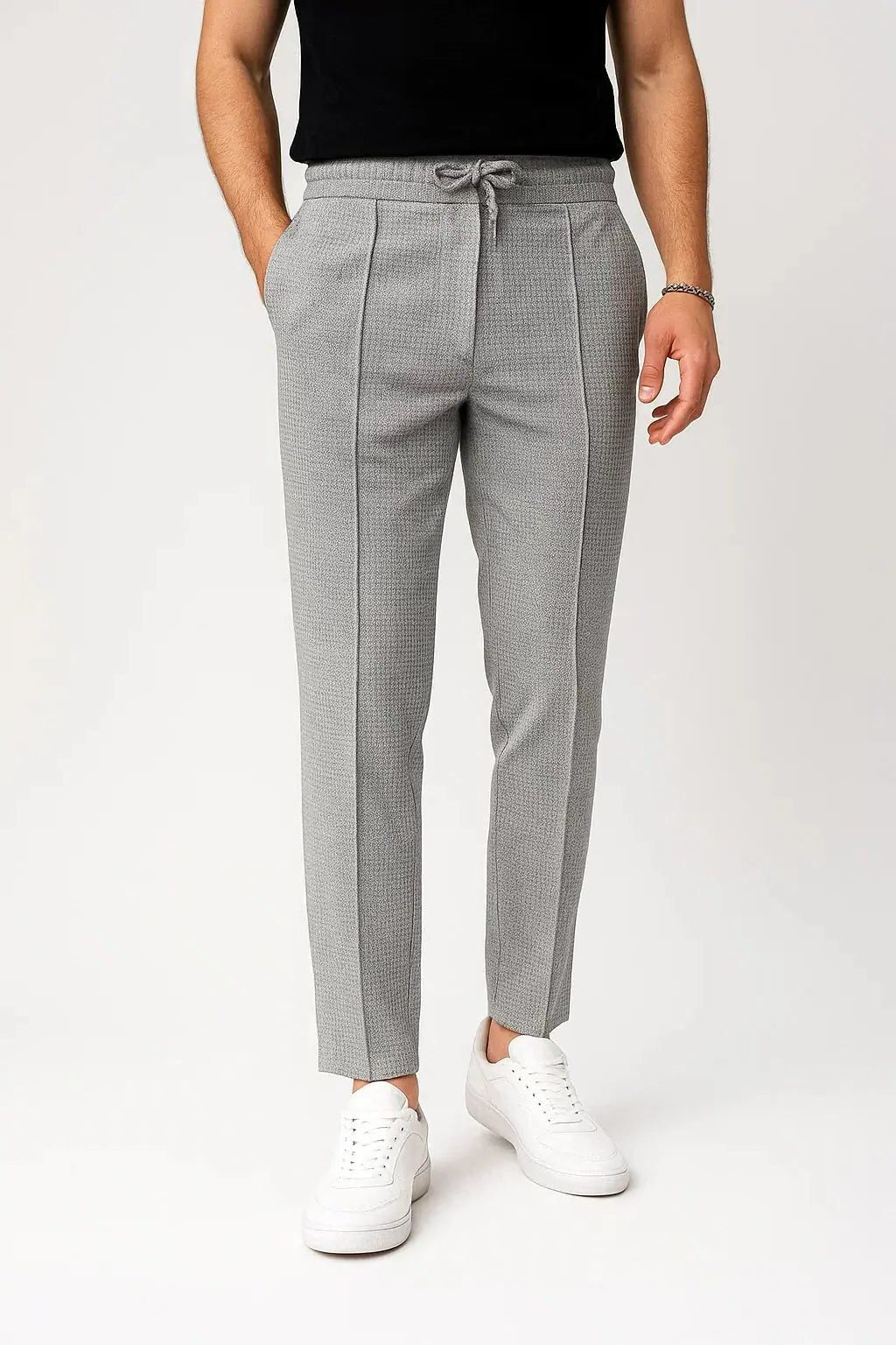 Ribbed Knit Straight Leg Trousers for Men