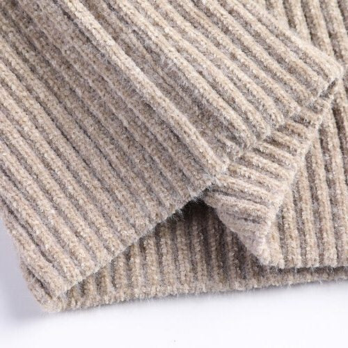 Ribbed Knit Turtleneck Sweater for Men