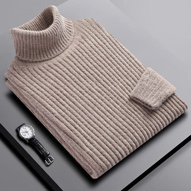 Ribbed Knit Turtleneck Sweater for Men