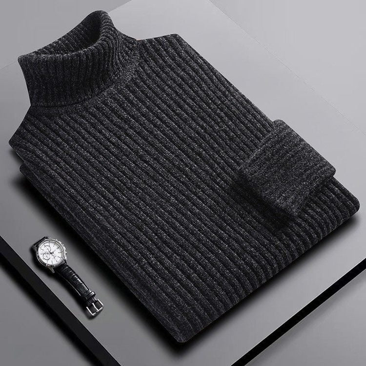 Ribbed Knit Turtleneck Sweater for Men
