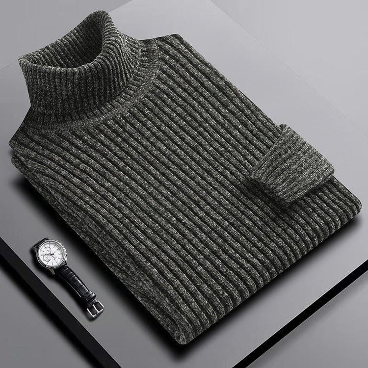Ribbed Knit Turtleneck Sweater for Men