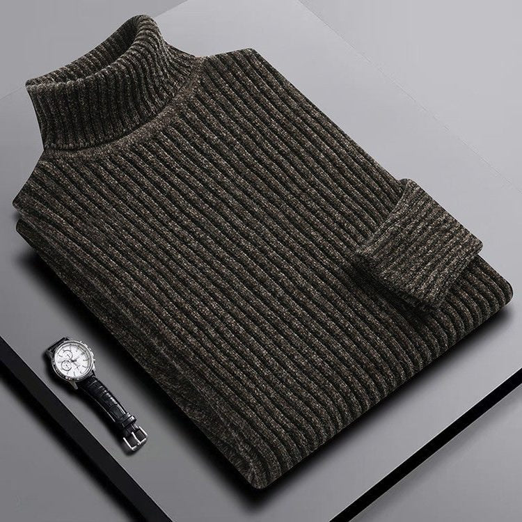 Ribbed Knit Turtleneck Sweater for Men