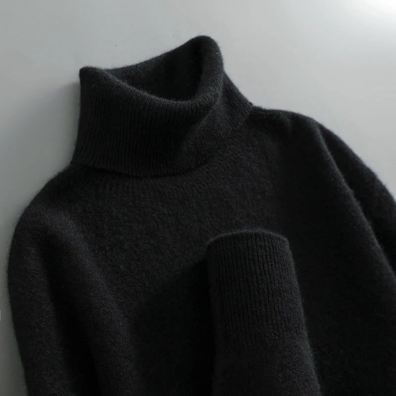 Brushed Knit Turtleneck Sweater for Men