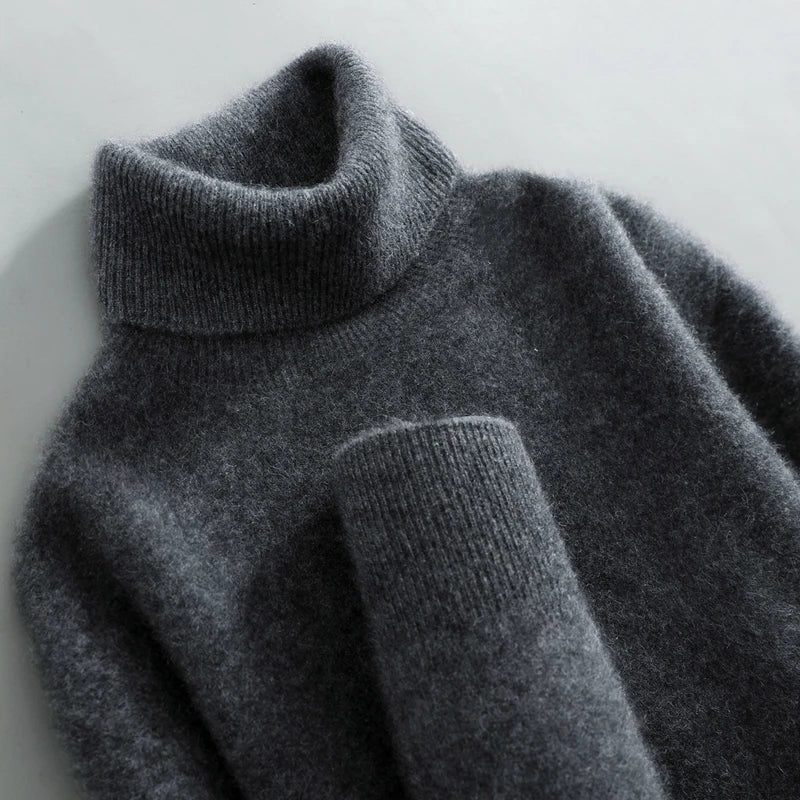 Brushed Knit Turtleneck Sweater for Men