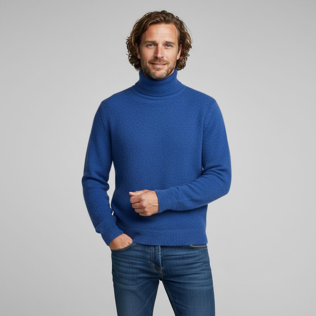 Brushed Knit Turtleneck Sweater for Men