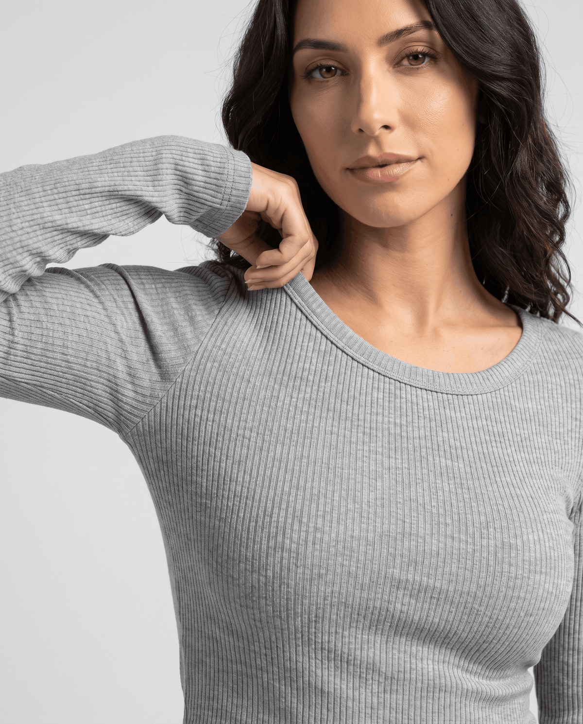 Ribbed Knit Two-Piece Lounge Set – Long-Sleeve Crew-Neck Top, Wide-Leg Pants & Pockets | Lotte
