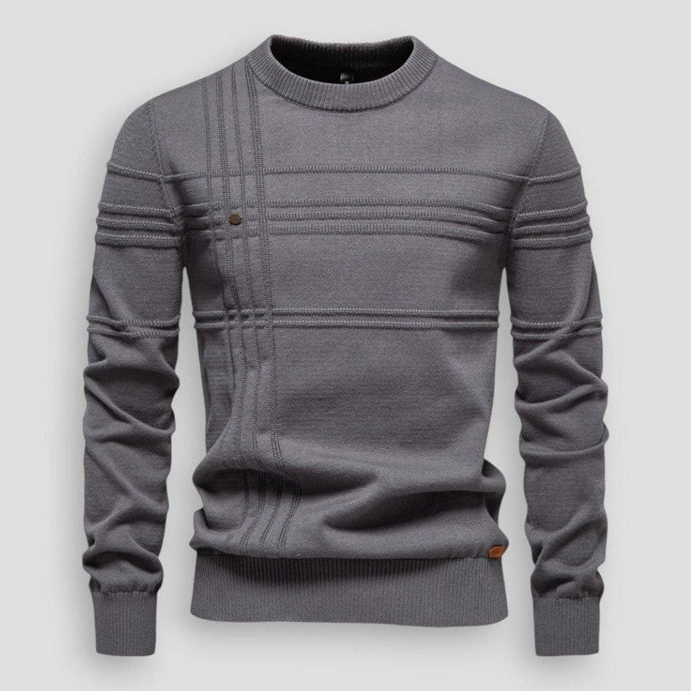 Ribbed Panel Crew Neck Sweater for Men