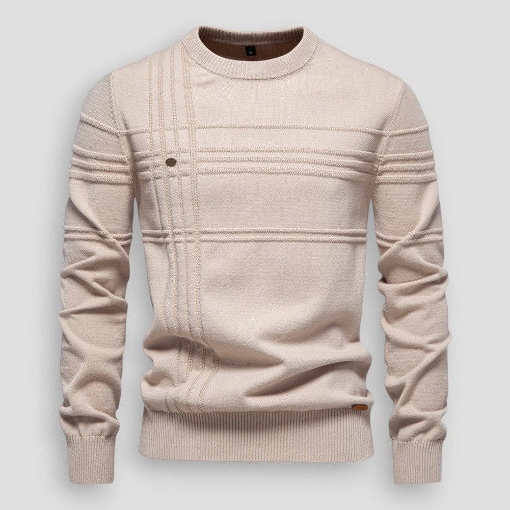 Ribbed Panel Crew Neck Sweater for Men