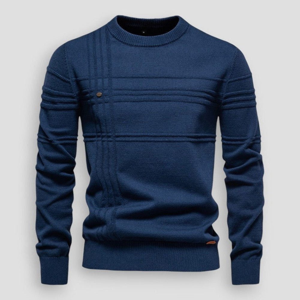 Ribbed Panel Crew Neck Sweater for Men