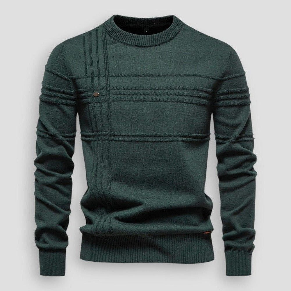 Ribbed Panel Crew Neck Sweater for Men