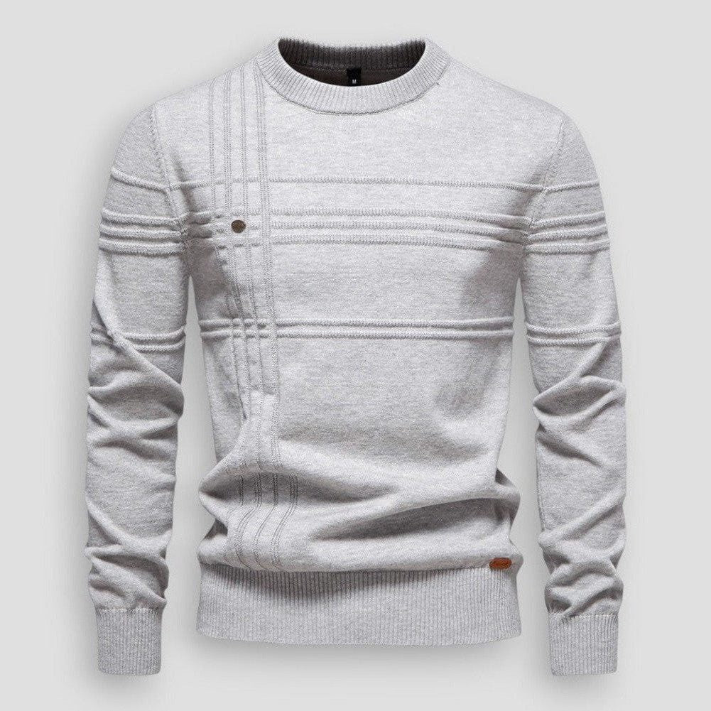 Ribbed Panel Crew Neck Sweater for Men