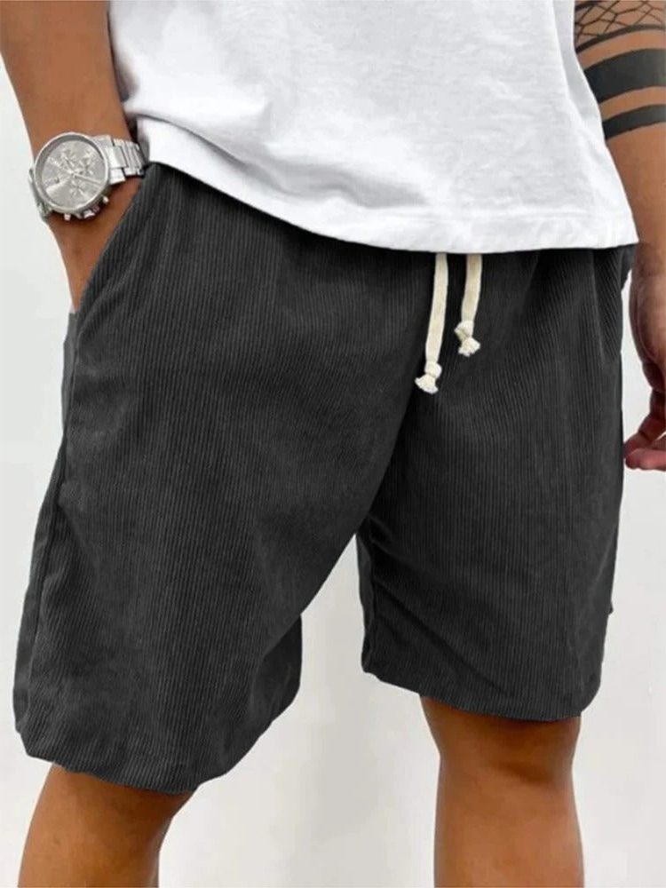 Ribbed Relaxed Fit Drawstring Shorts for Men