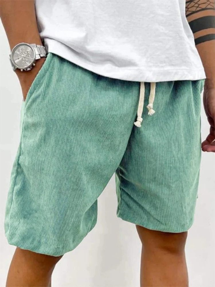 Ribbed Relaxed Fit Drawstring Shorts for Men