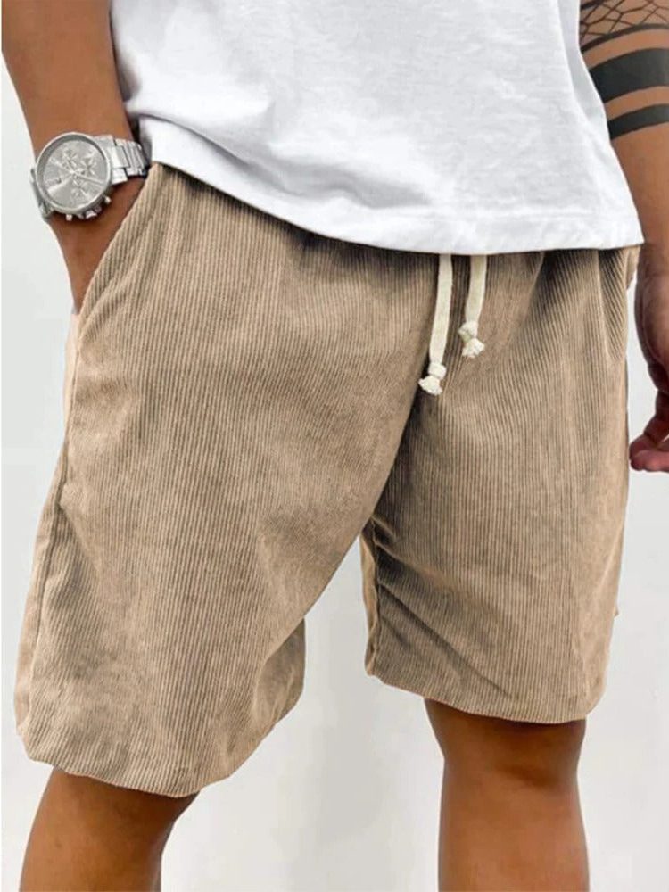 Ribbed Relaxed Fit Drawstring Shorts for Men