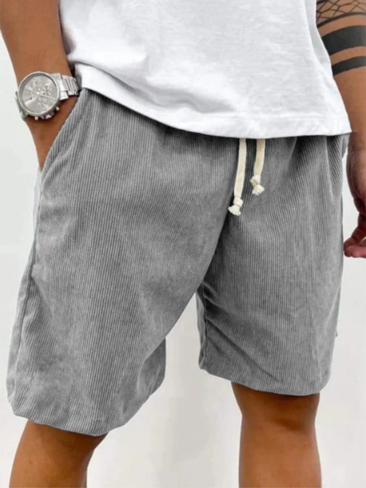 Ribbed Relaxed Fit Drawstring Shorts for Men