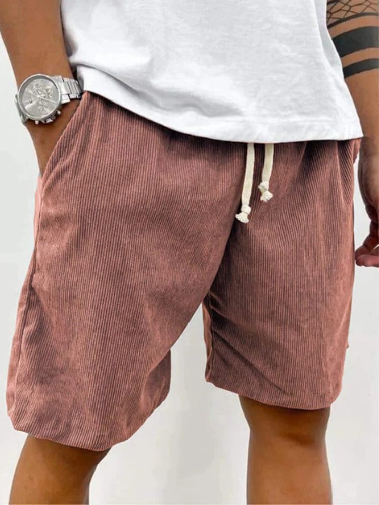 Ribbed Relaxed Fit Drawstring Shorts for Men