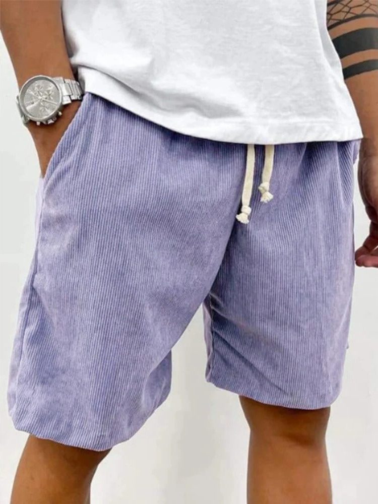 Ribbed Relaxed Fit Drawstring Shorts for Men
