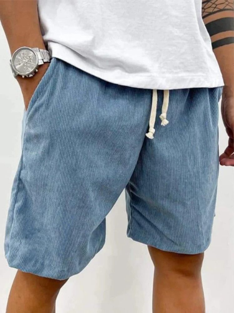 Ribbed Relaxed Fit Drawstring Shorts for Men