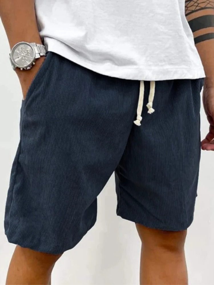 Ribbed Relaxed Fit Drawstring Shorts for Men