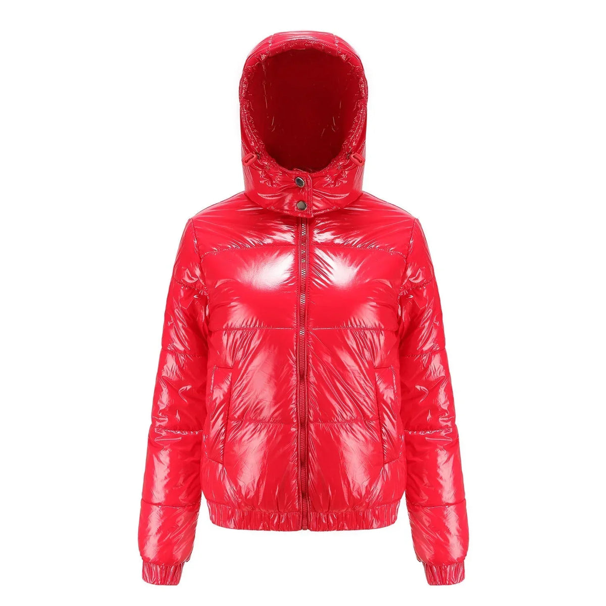 Riley  - Women's Glossy Quilted Puffer Jacket with Hood