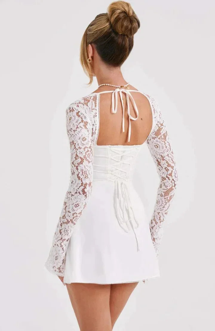 Women's Backless Lace Mini Dress | Long Sleeve Cocktail Dress