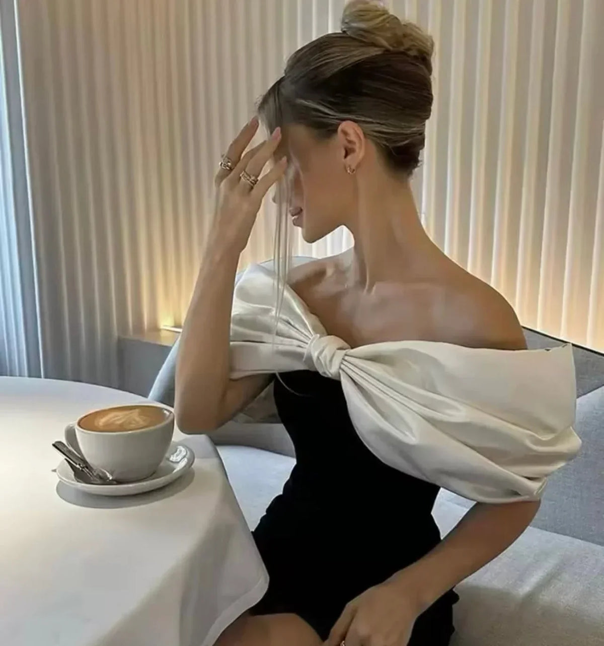 Women's Off-Shoulder Mini Dress with Statement Bow