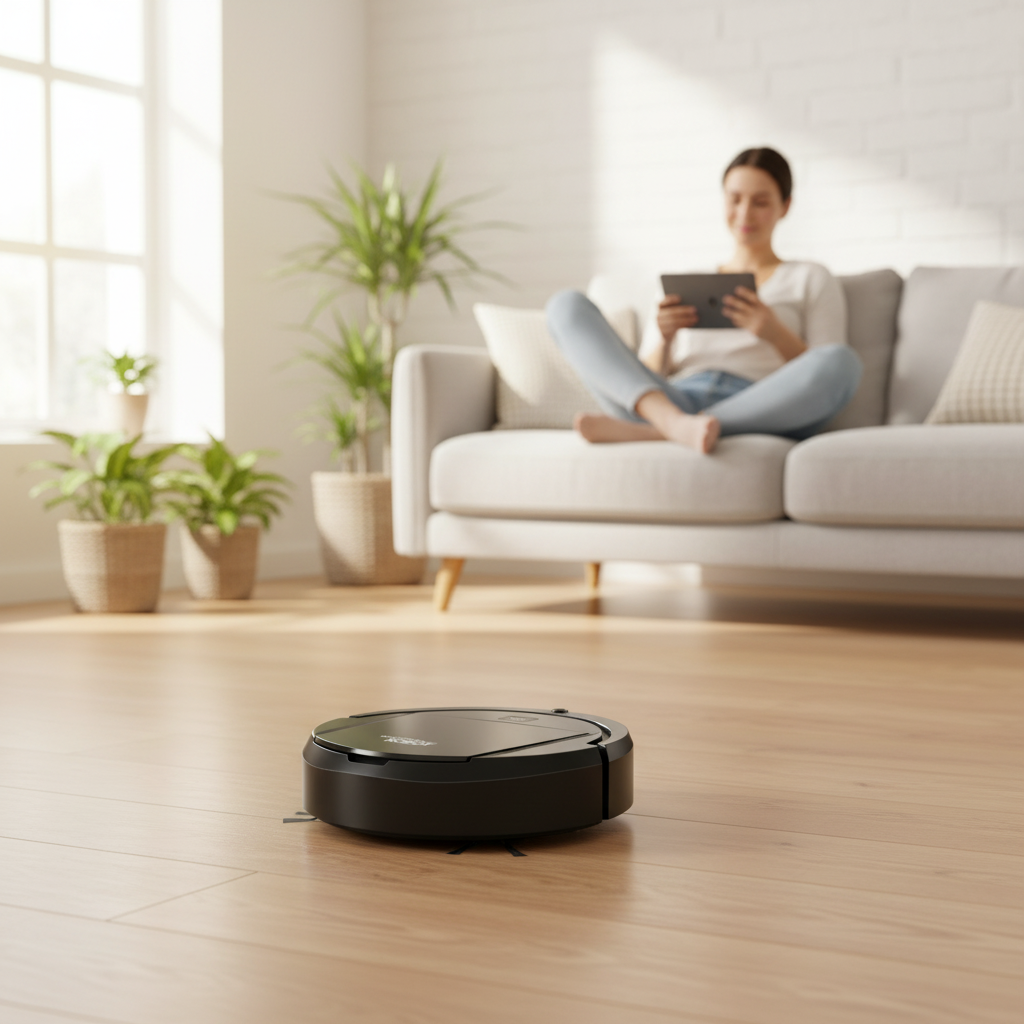 Robot Vacuum and Mop with Dual Side Brushes for Smart Autonomous Hard Floor Cleaning