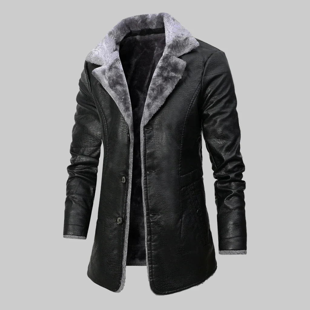 Rocco - Men's Faux-Fur Lined Coat with Notch Lapels