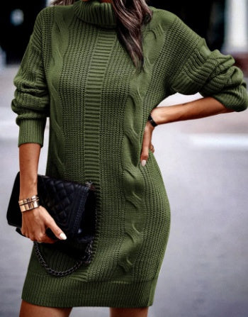 Zoe | Women's Midi Winter Sweater Dress Turtleneck Long Sleeve