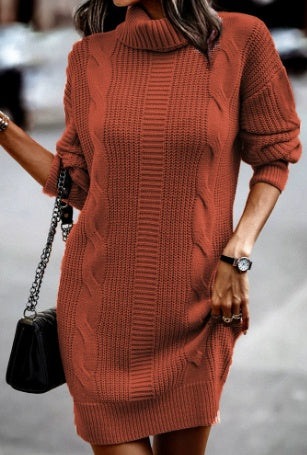 Zoe | Women's Midi Winter Sweater Dress Turtleneck Long Sleeve