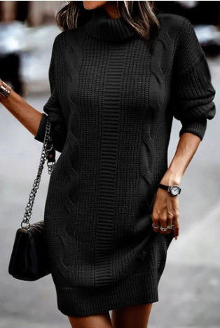 Zoe | Women's Midi Winter Sweater Dress Turtleneck Long Sleeve