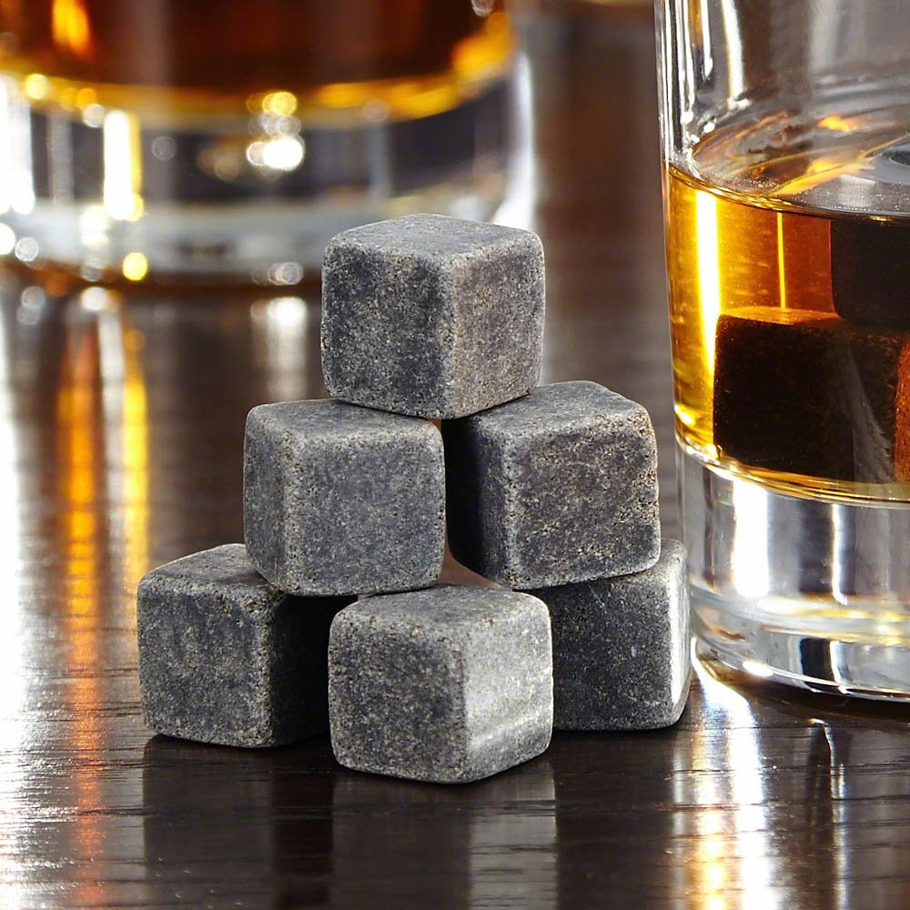 Rocks Whiskey Stones Soapstone Reusable Ice Cubes with Rounded Corners Gift Set