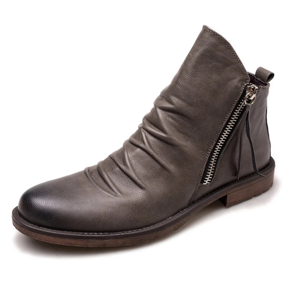 Caleb | Men's Leather Chelsea Ankle Boots Side Zipper