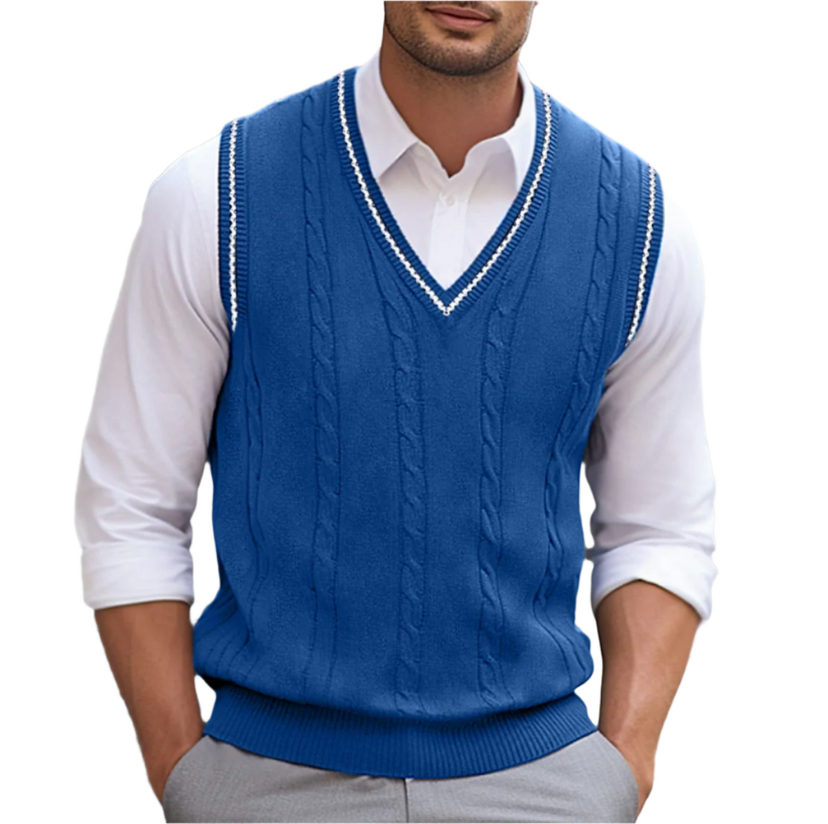 Harrison | Men's Cable Knit Sweater Vest V Neck