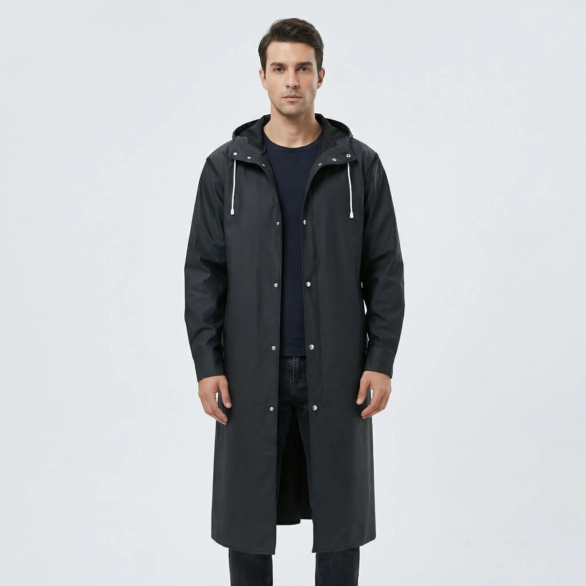 Vincent | Men's Long Rain Coat Water Resistant Hooded