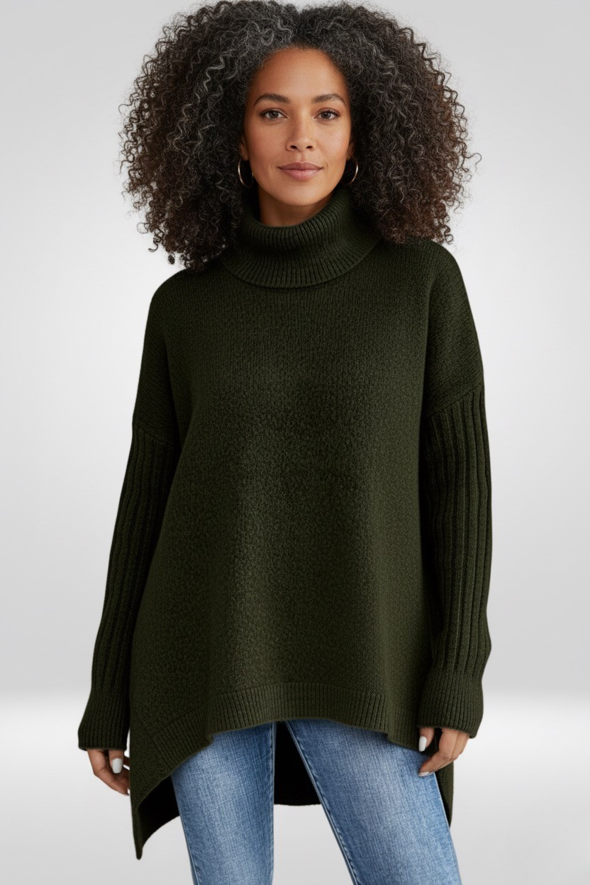 Laurel | Oversized Beige Turtleneck Sweater