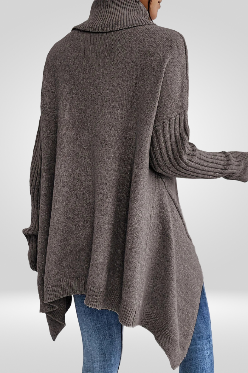 Laurel | Oversized Beige Turtleneck Sweater