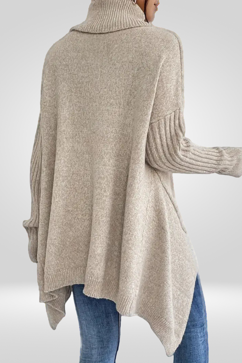 Laurel | Oversized Beige Turtleneck Sweater