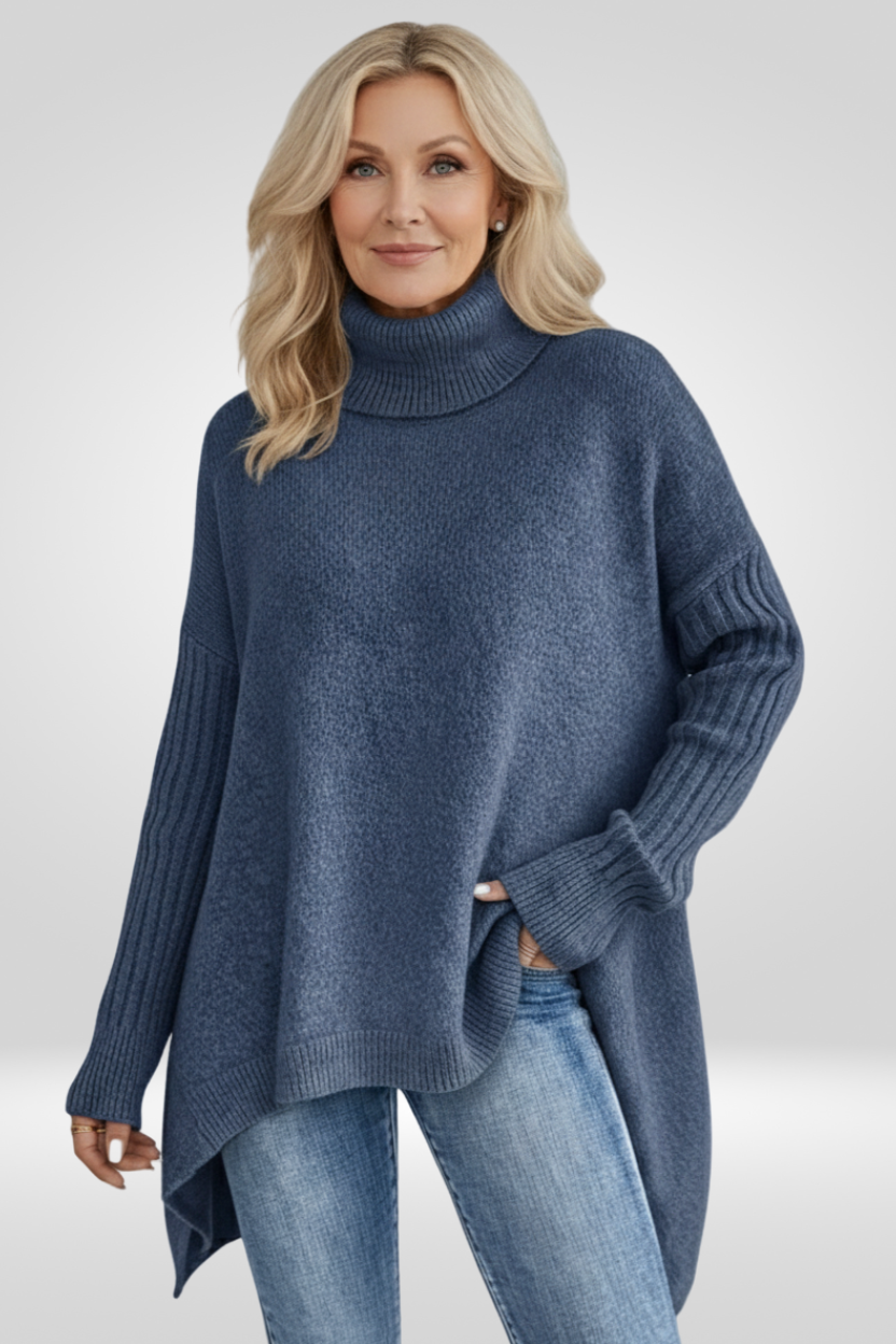 Laurel | Oversized Beige Turtleneck Sweater