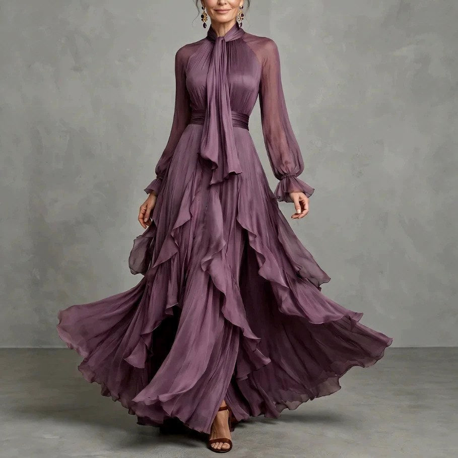 Romina - Women's Ruffled Chiffon Evening Dress