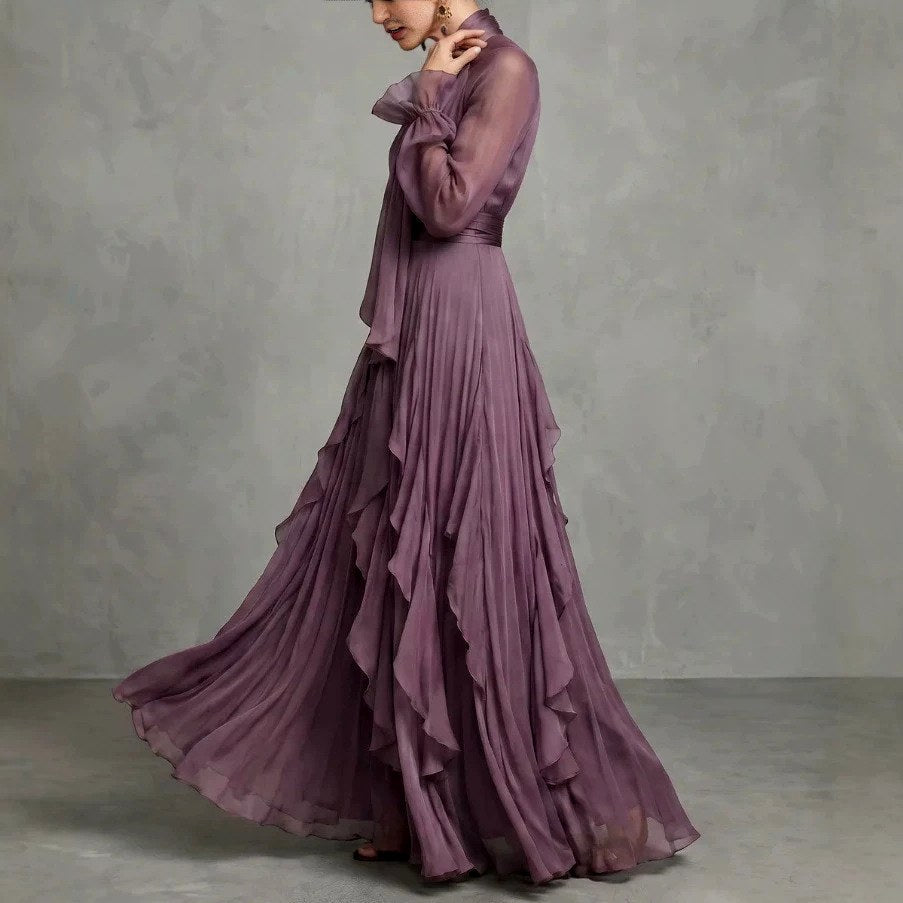 Romina - Women's Ruffled Chiffon Evening Dress