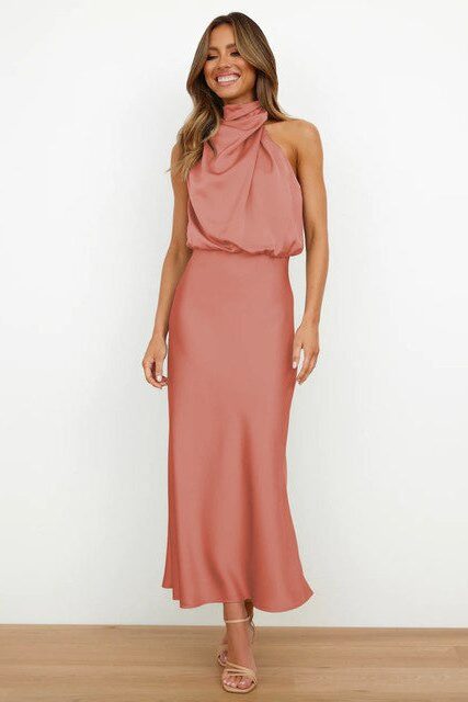 Women's Halter Neck Midi Dress
