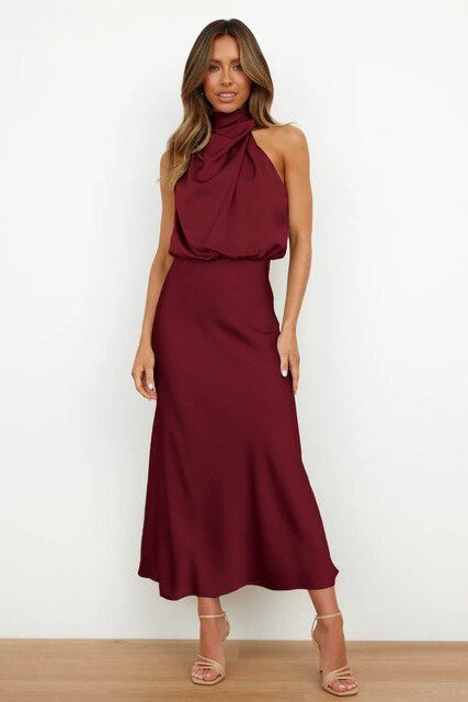 Women's Halter Neck Midi Dress