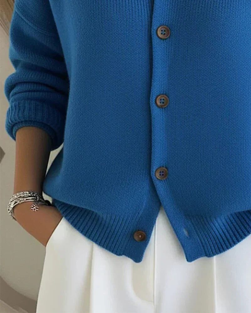Roxana | Women's Ribbed Knit Button-Up Cardigan with Collar