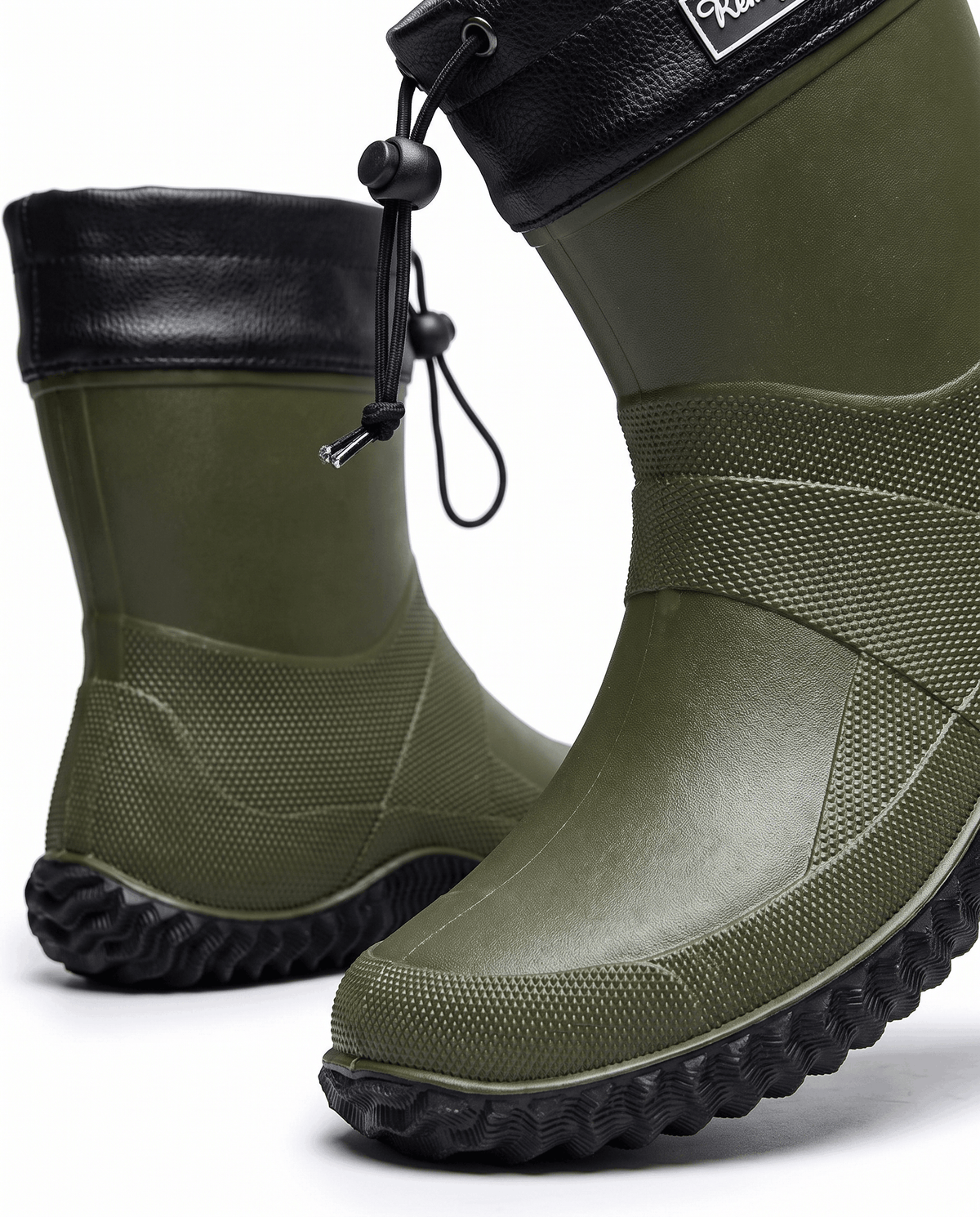 Rubber Work Boots – Drawstring Collar, Deep Lug Sole & Short Shaft | Desmond