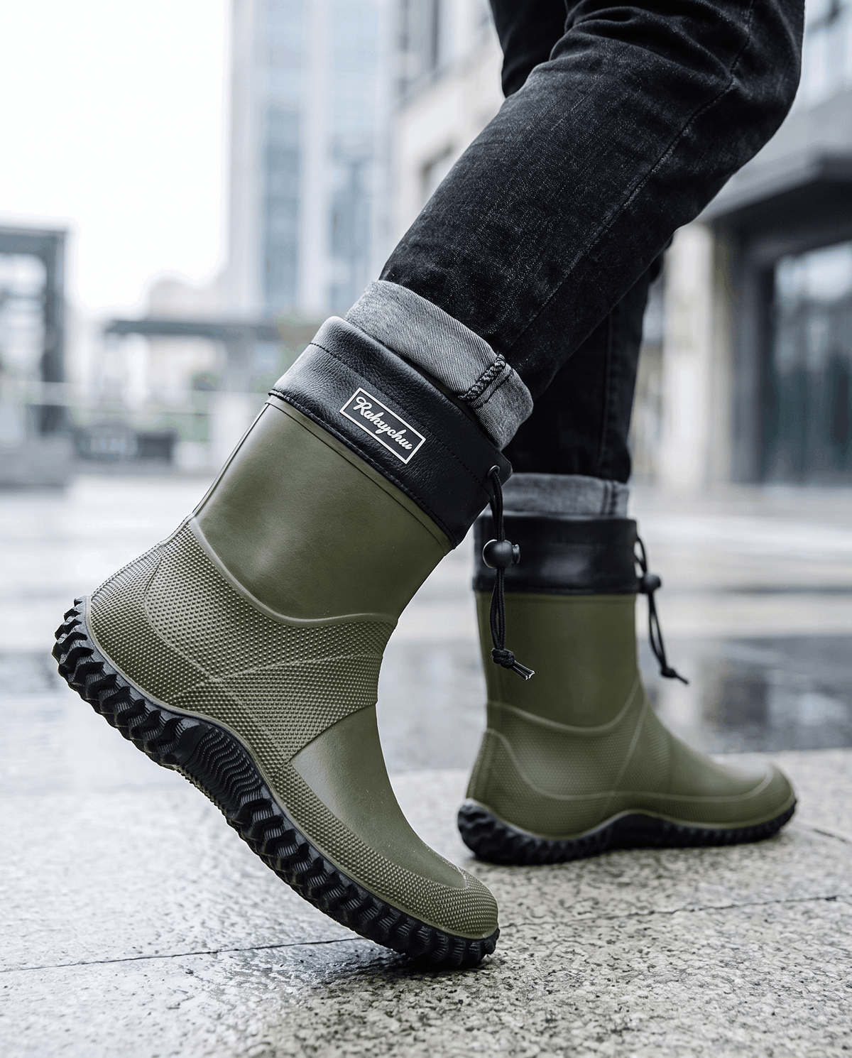 Rubber Work Boots – Drawstring Collar, Deep Lug Sole & Short Shaft | Desmond